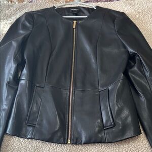 LA COUTURE Black Faux Leather Zip Jacket
